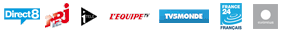 Direct8, NRJ 12, IT&eacute;l&eacute;, L'EQUIPE TV, TV5 Monde, France 24